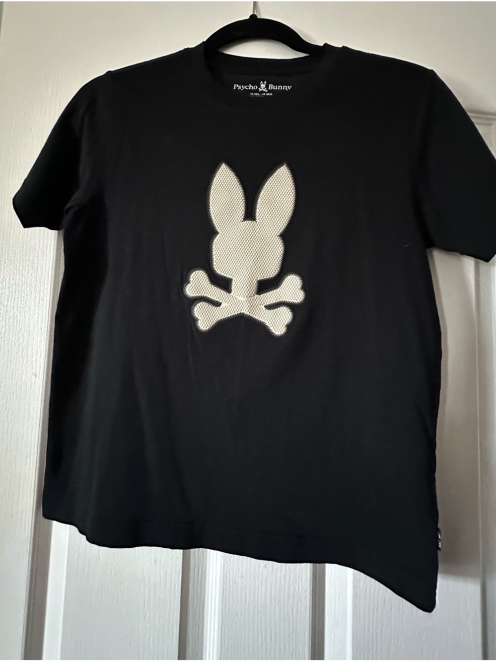 Big boys Psycho Bunny Black Tee with textured Cream/beige Logo Print